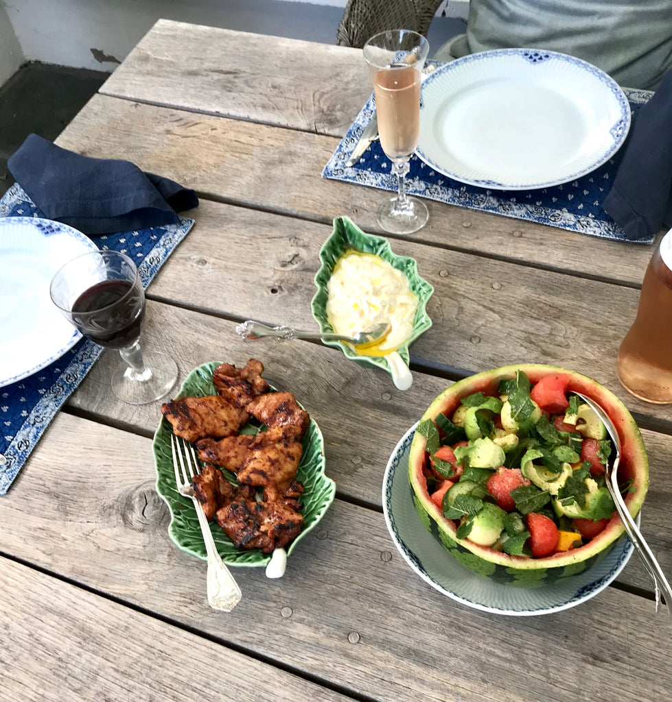 The Barbecue chicken, mango sauce and melon salad we love